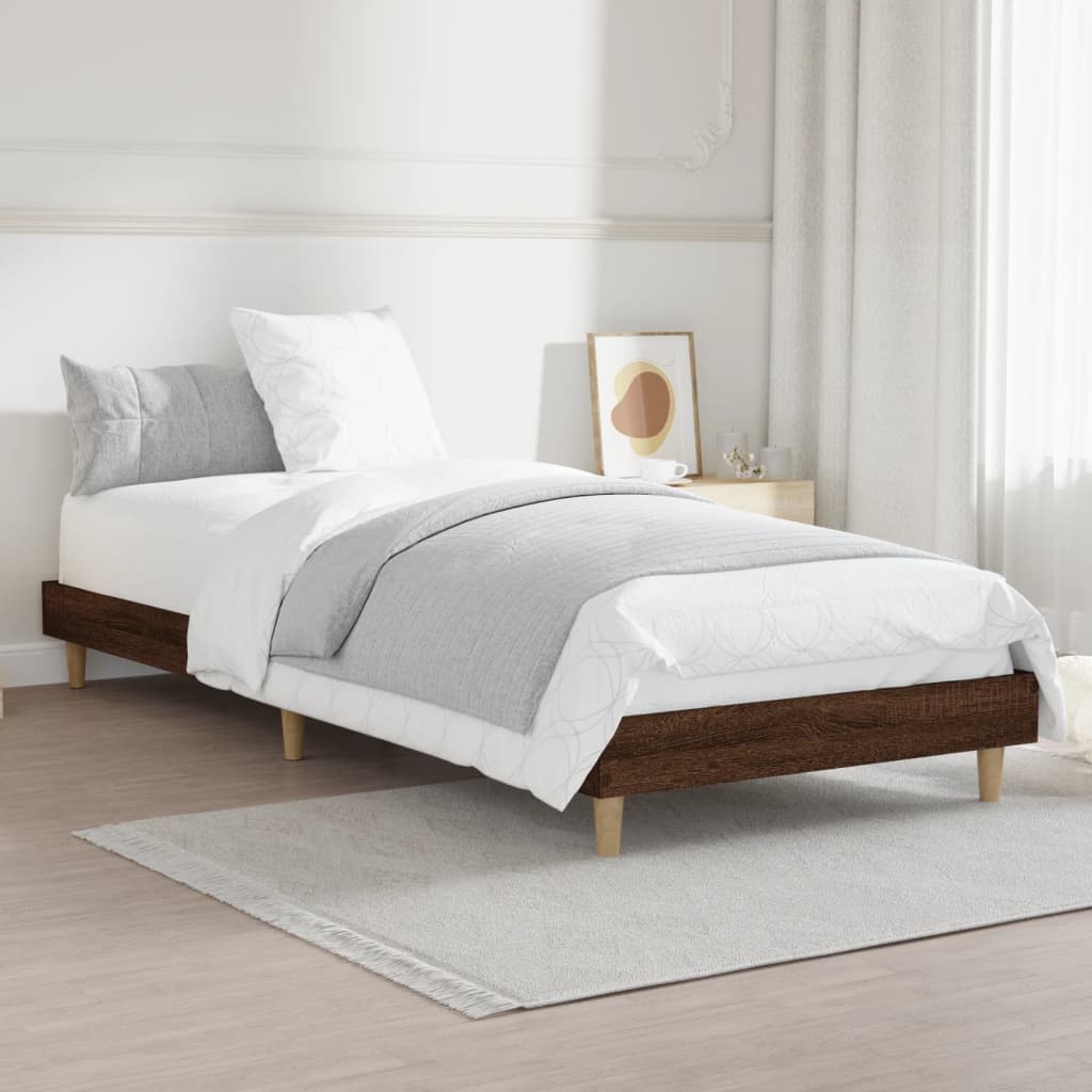 sengeramme 75x190 cm uden madras konstrueret træ brunt eg