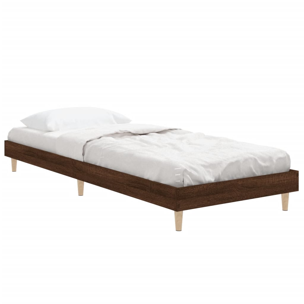 sengeramme 75x190 cm uden madras konstrueret træ brunt eg