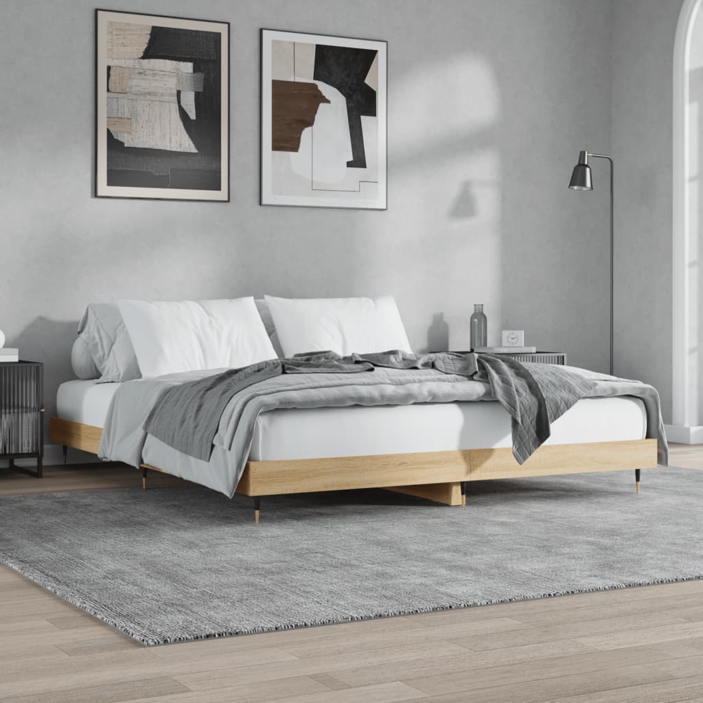 sengeramme uden madras 200x200 cm konstrueret træ sonoma-eg