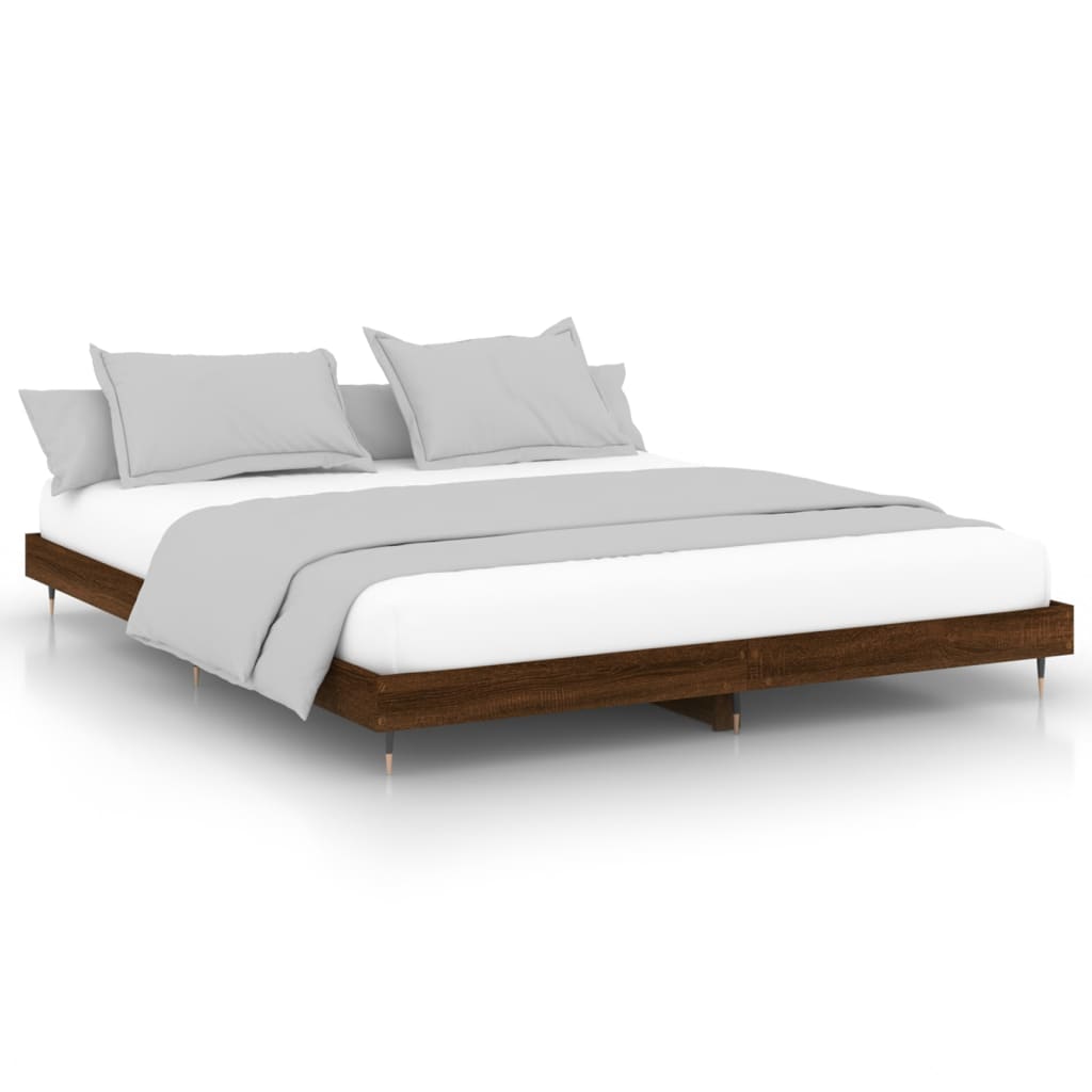 sengeramme uden madras 200x200 cm konstrueret træ brun eg