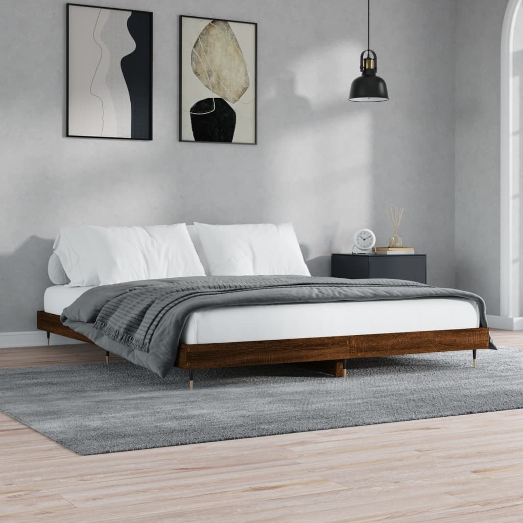 sengeramme uden madras 200x200 cm konstrueret træ brun eg