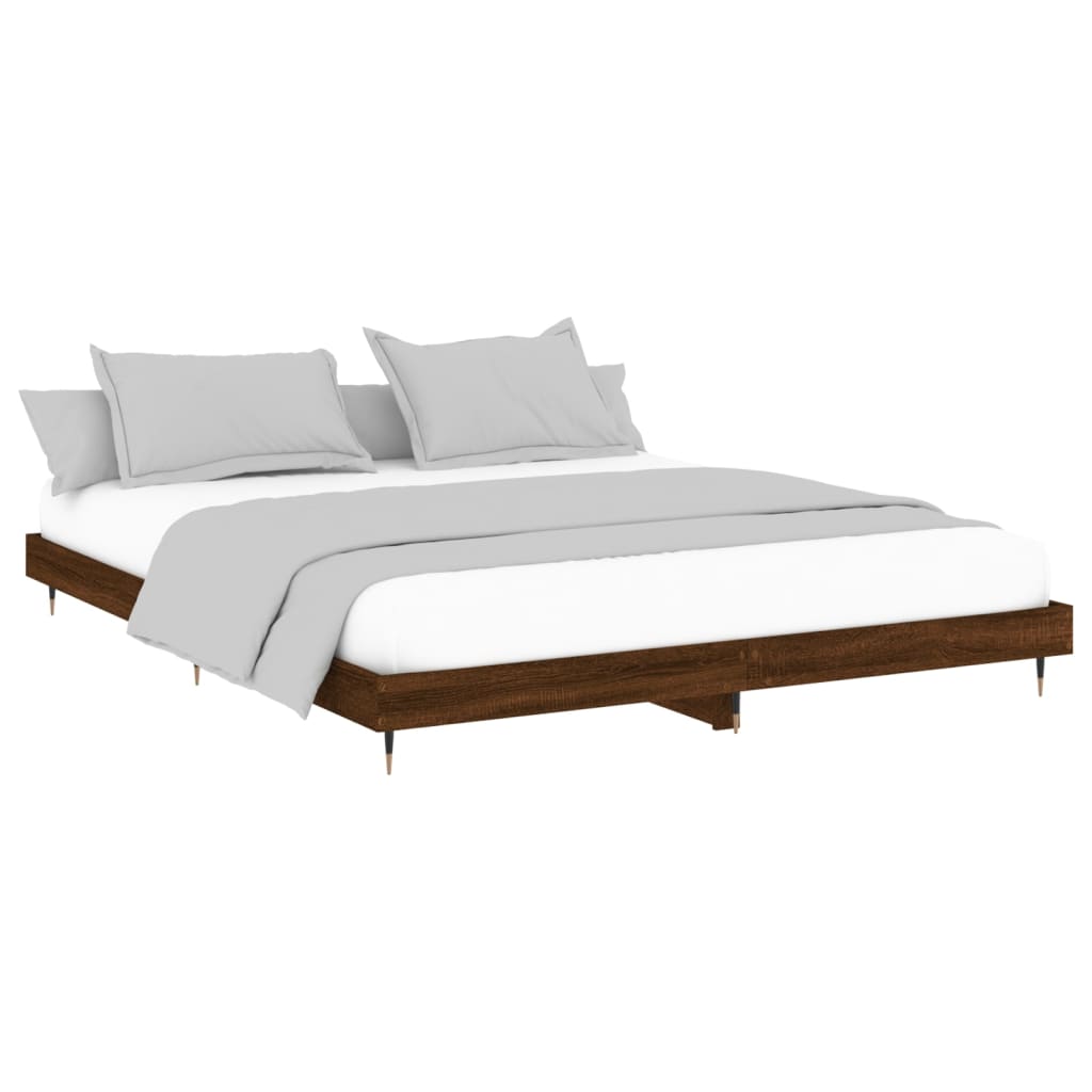 sengeramme uden madras 200x200 cm konstrueret træ brun eg