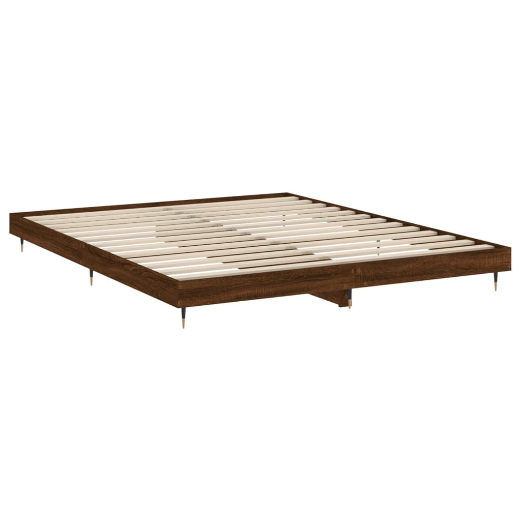 sengeramme uden madras 200x200 cm konstrueret træ brun eg