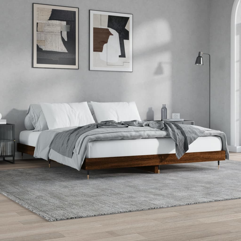 sengeramme 120x200 cm uden madras konstrueret træ brunt eg