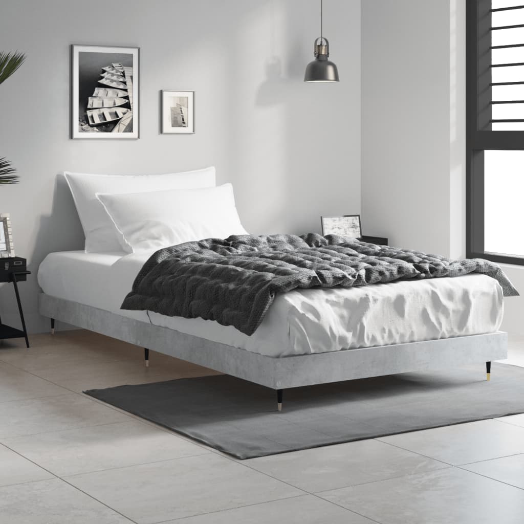 sengeramme 100x200 cm konstrueret træ betongrå
