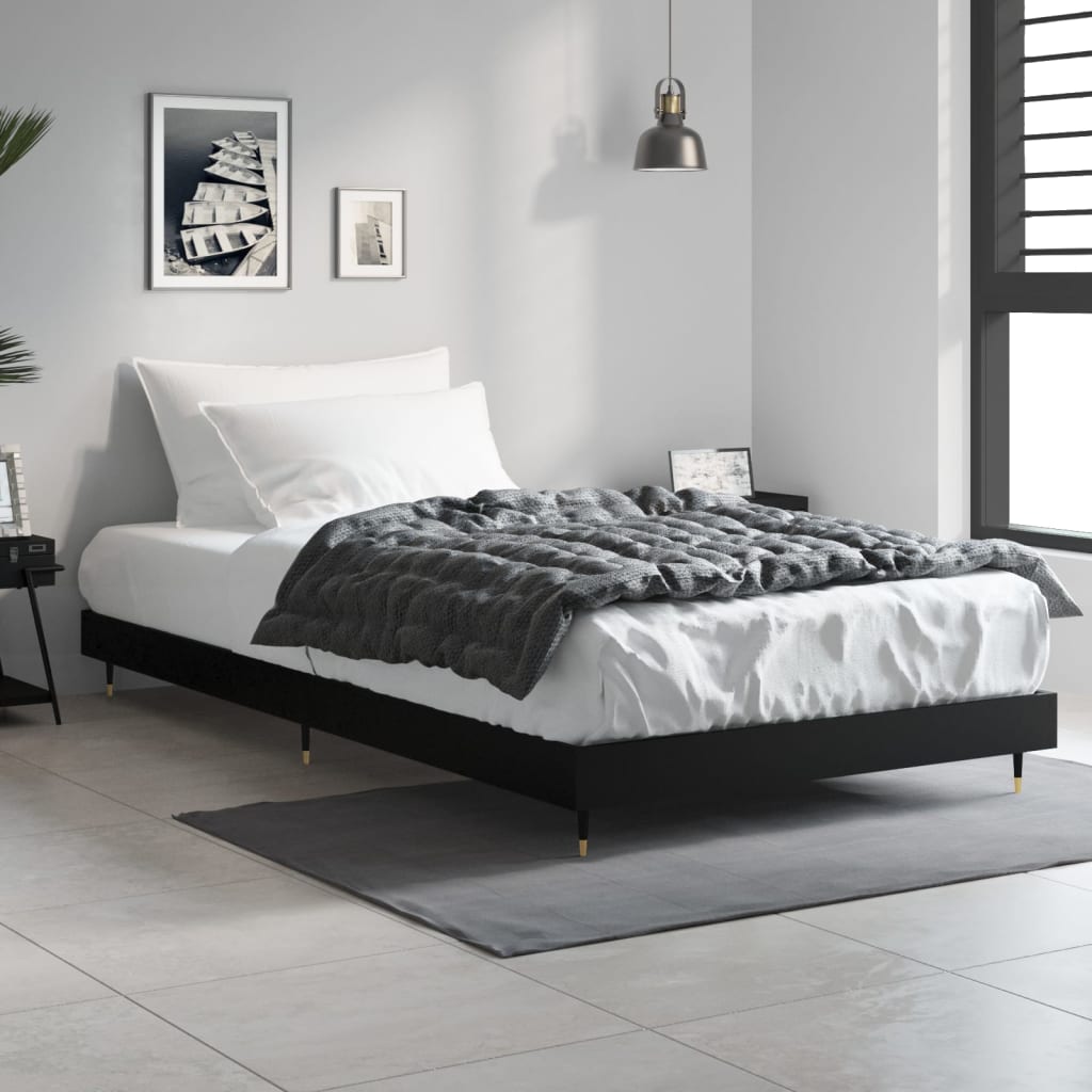 sengeramme 90x200 cm konstrueret træ sort