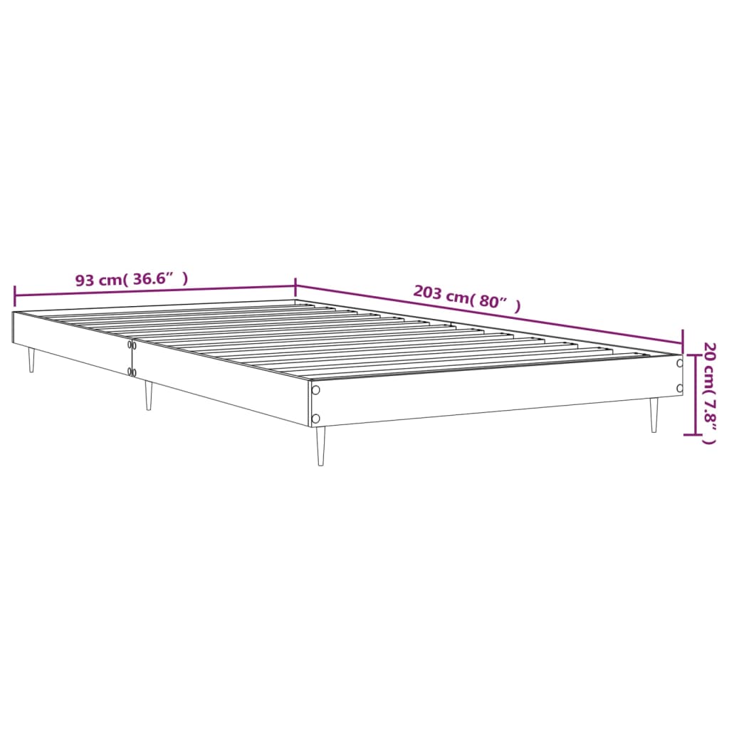 sengeramme 90x200 cm uden madras konstrueret træ sonoma-eg