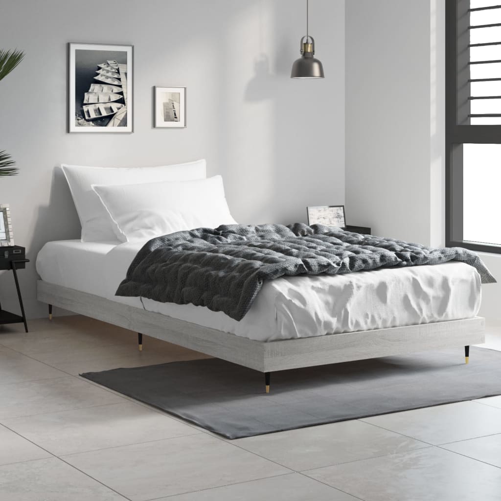 sengeramme 90x200 cm konstrueret træ grå sonoma-eg