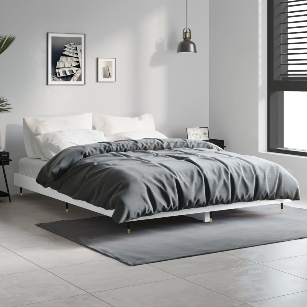sengestel 140x190 cm konstrueret træ hvid