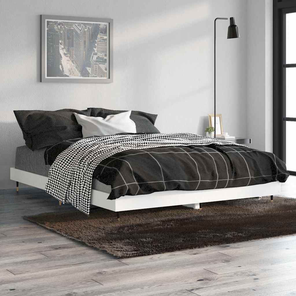sengestel 140x190 cm konstrueret træ hvid