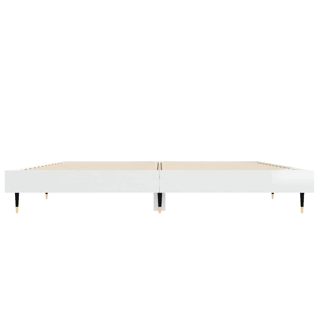 sengestel 135x190 cm konstrueret træ hvid højglans