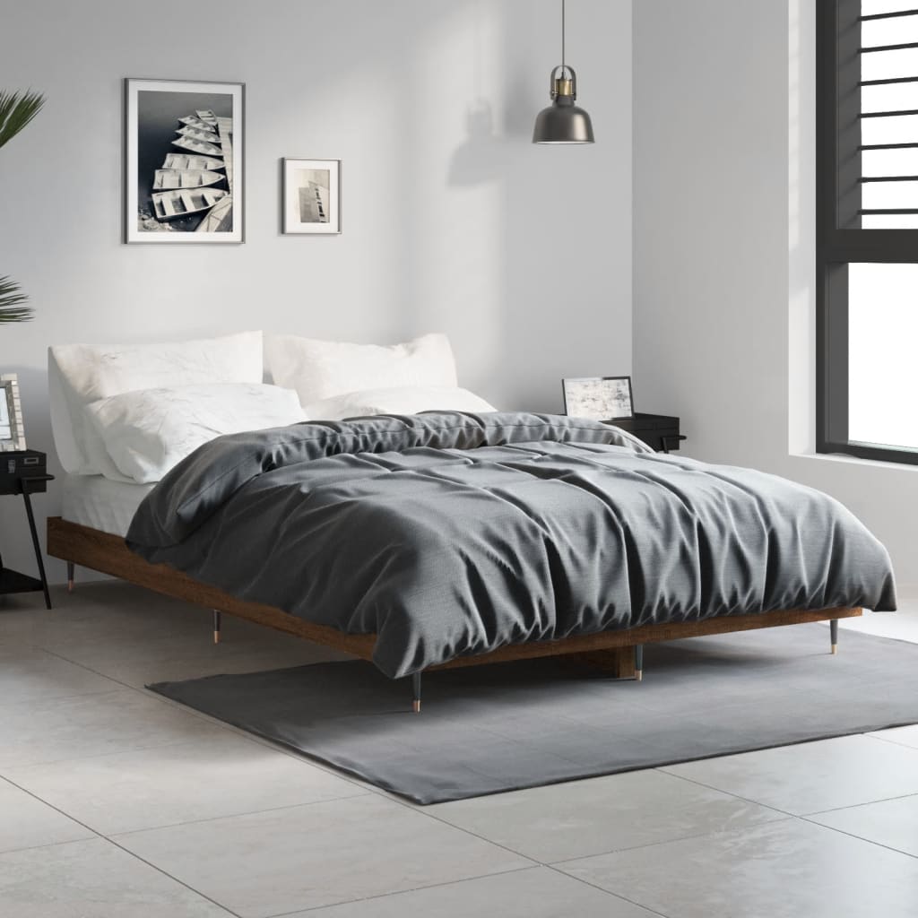 sengeramme 120x190 cm uden madras konstrueret træ brunt eg