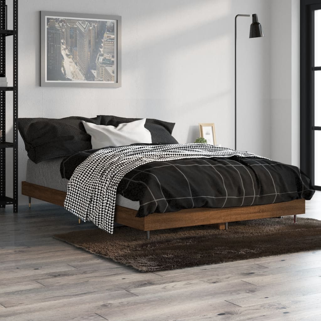 sengeramme 120x190 cm uden madras konstrueret træ brunt eg