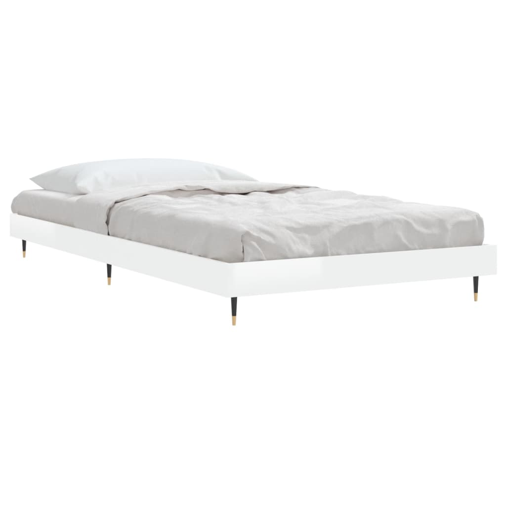 sengeramme 90x190 cm konstrueret træ hvid højglans