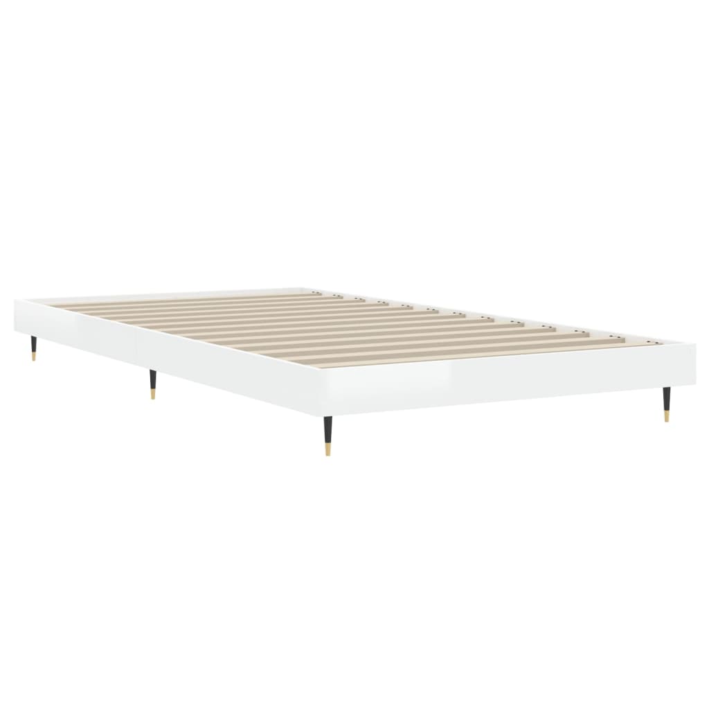 sengeramme 90x190 cm konstrueret træ hvid højglans