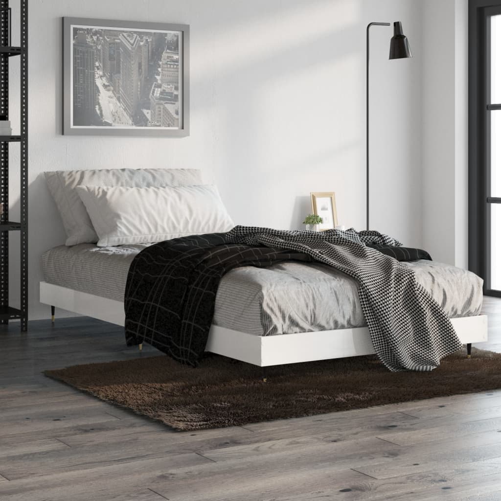 sengeramme 90x190 cm konstrueret træ hvid højglans