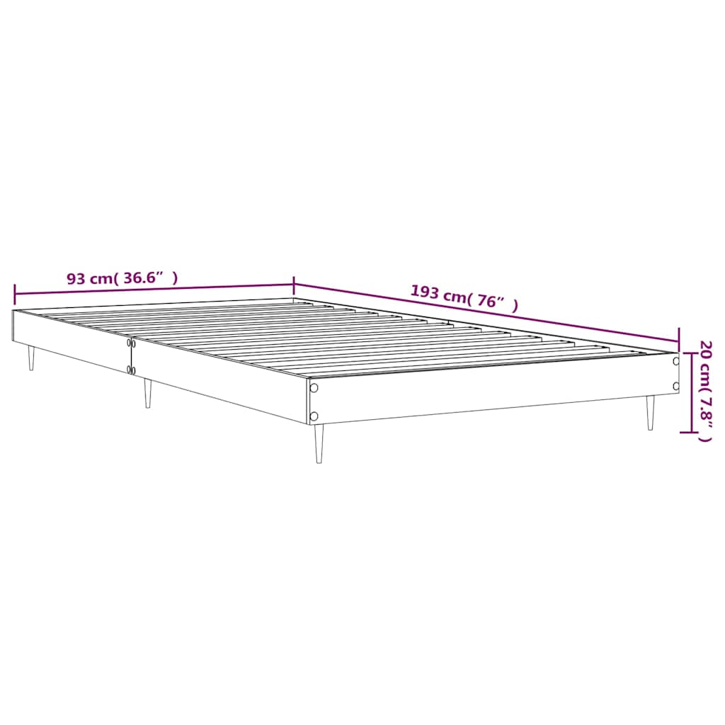 sengeramme 90x190 cm konstrueret træ grå sonoma-eg