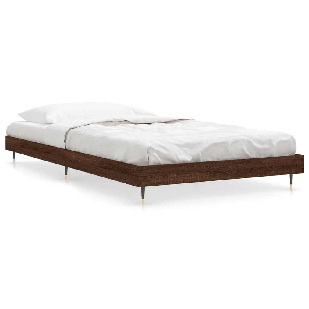 sengeramme 90x190 cm uden madras konstrueret træ brunt eg