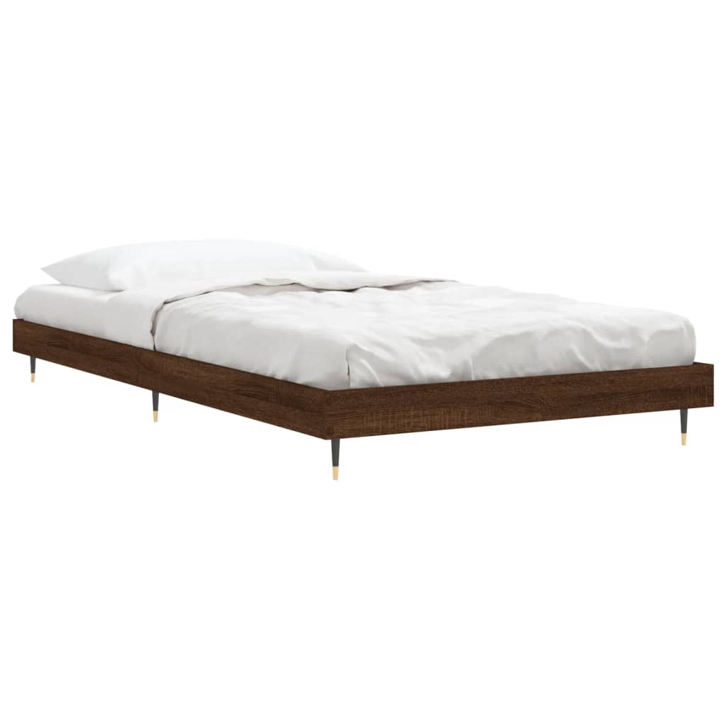 sengeramme 90x190 cm uden madras konstrueret træ brunt eg
