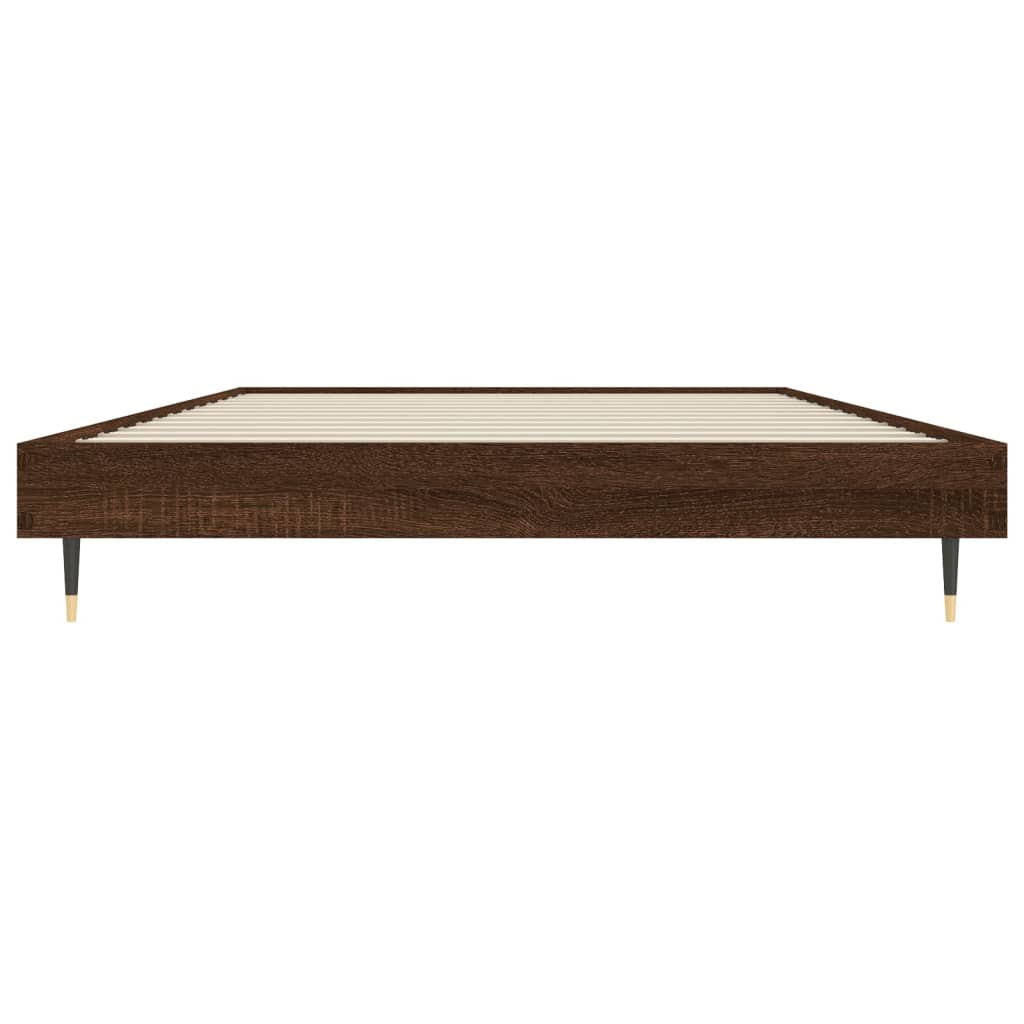 sengeramme 90x190 cm uden madras konstrueret træ brunt eg