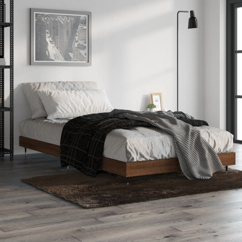 sengeramme 90x190 cm uden madras konstrueret træ brunt eg