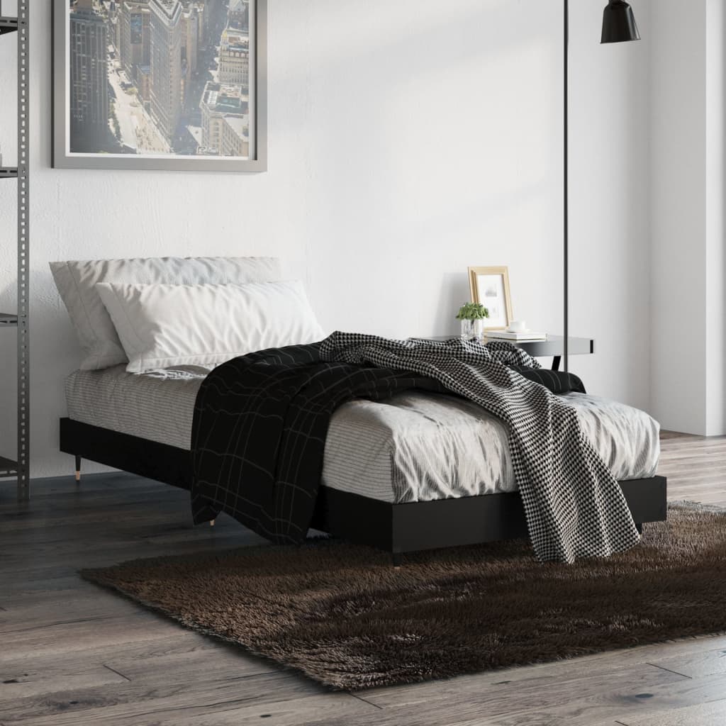 sengeramme 75x190 cm konstrueret træ sort