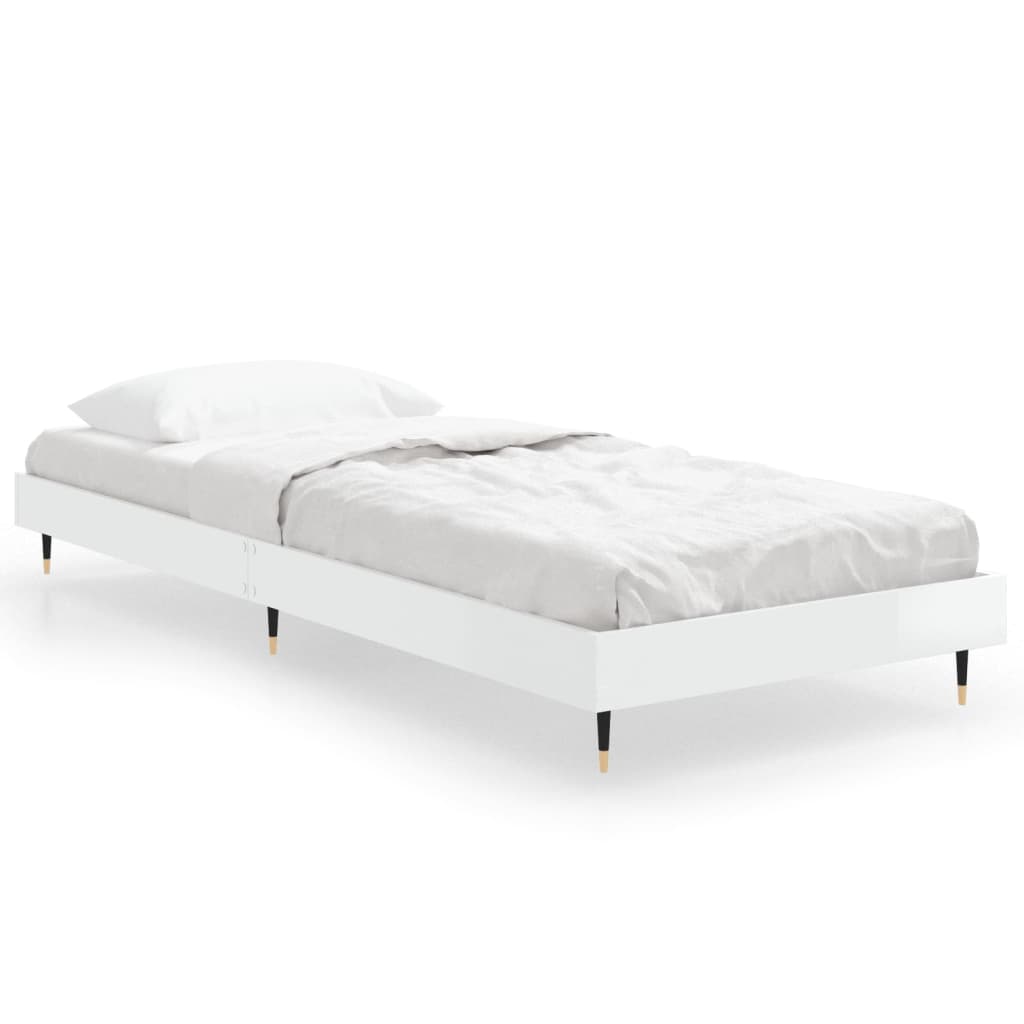 sengeramme 75x190 cm konstrueret træ hvid højglans