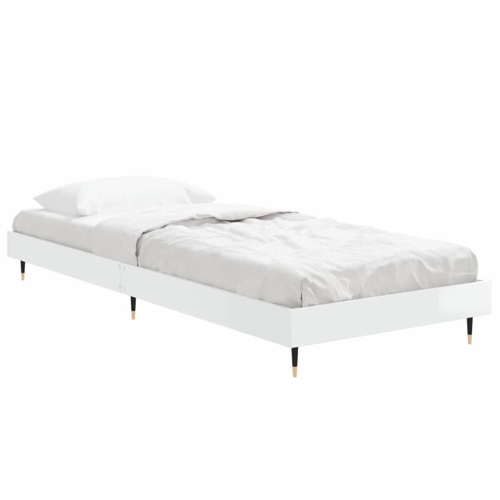 sengeramme 75x190 cm konstrueret træ hvid højglans