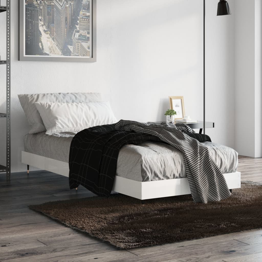 sengeramme 75x190 cm konstrueret træ hvid højglans