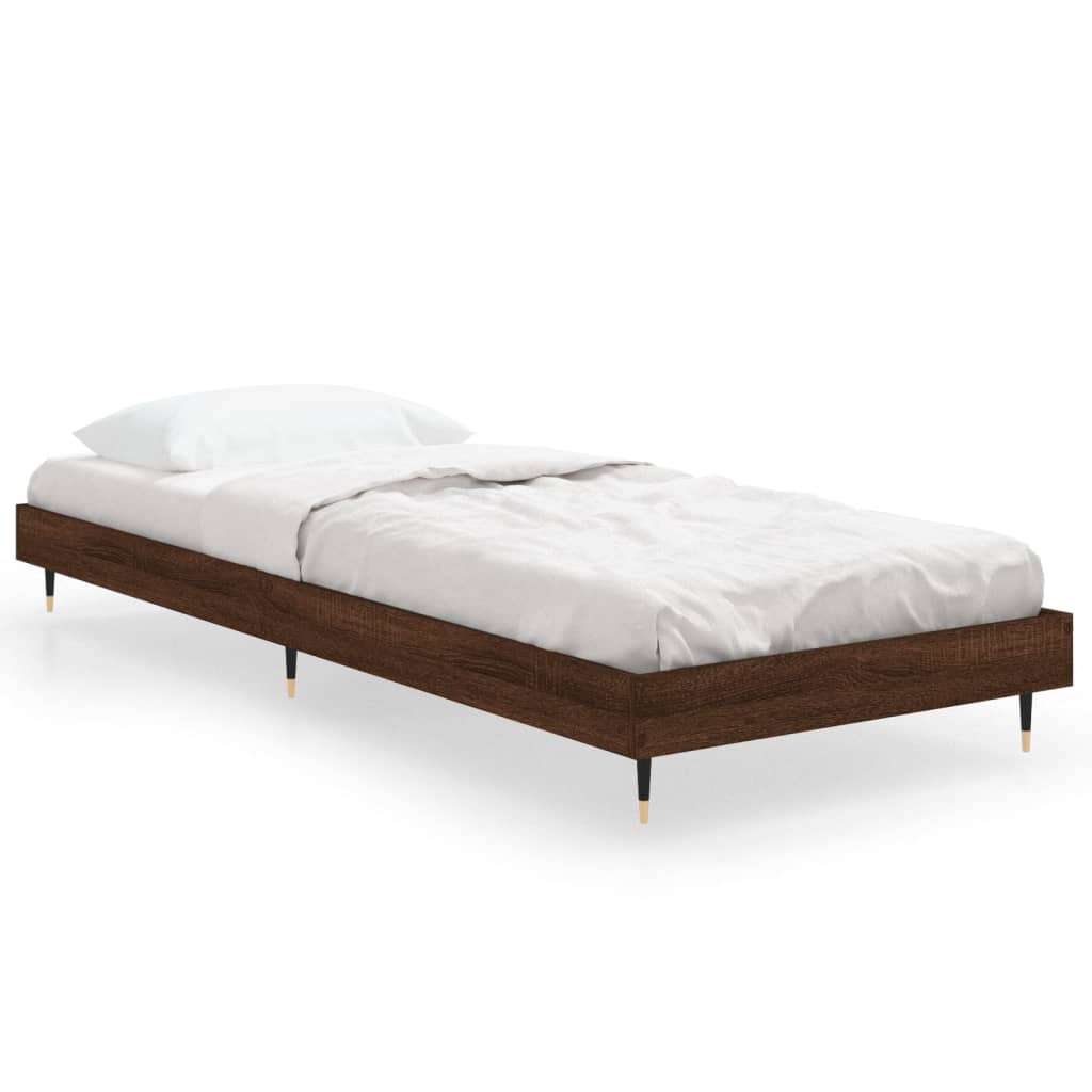 sengeramme 75x190 cm uden madras konstrueret træ brunt eg