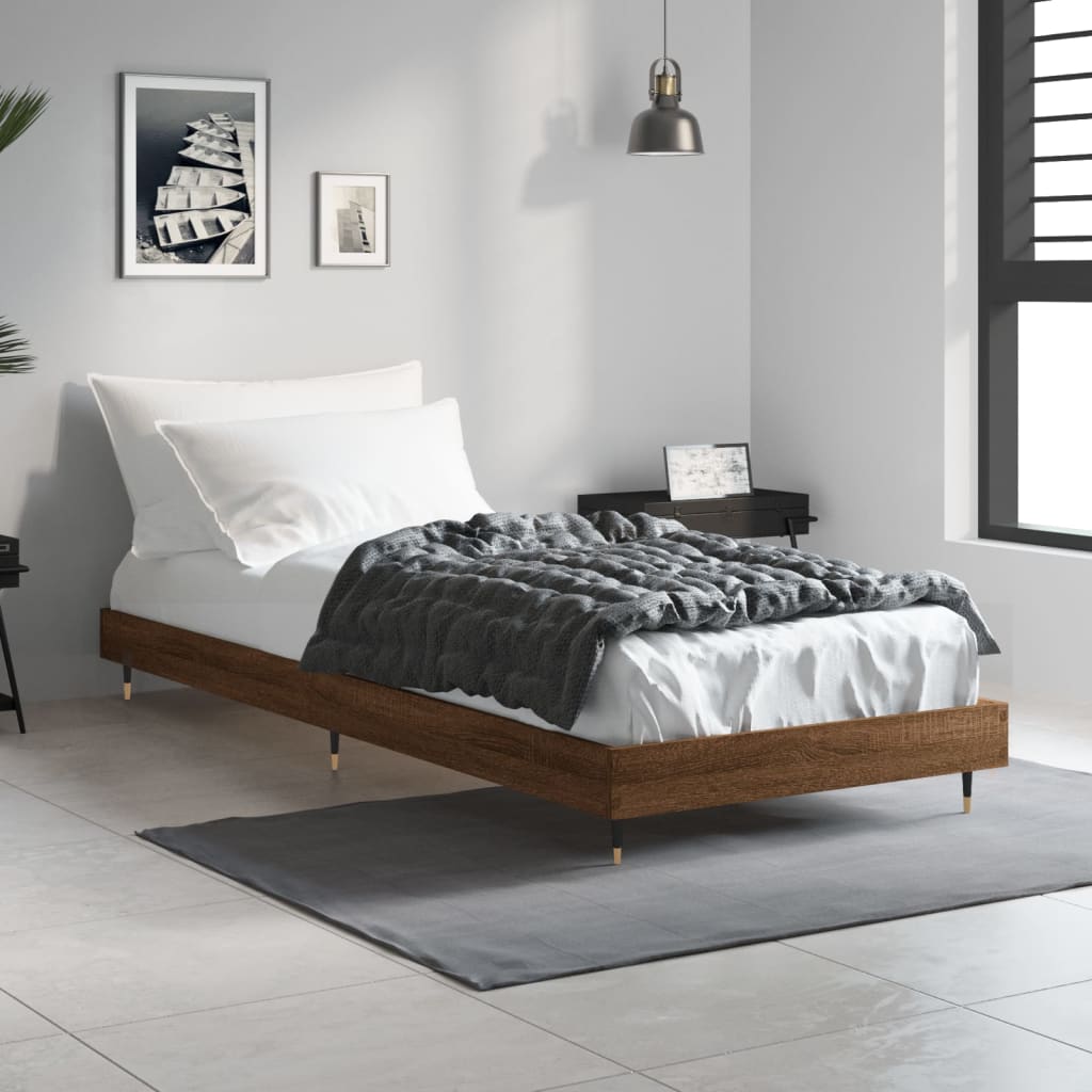 sengeramme 75x190 cm uden madras konstrueret træ brunt eg