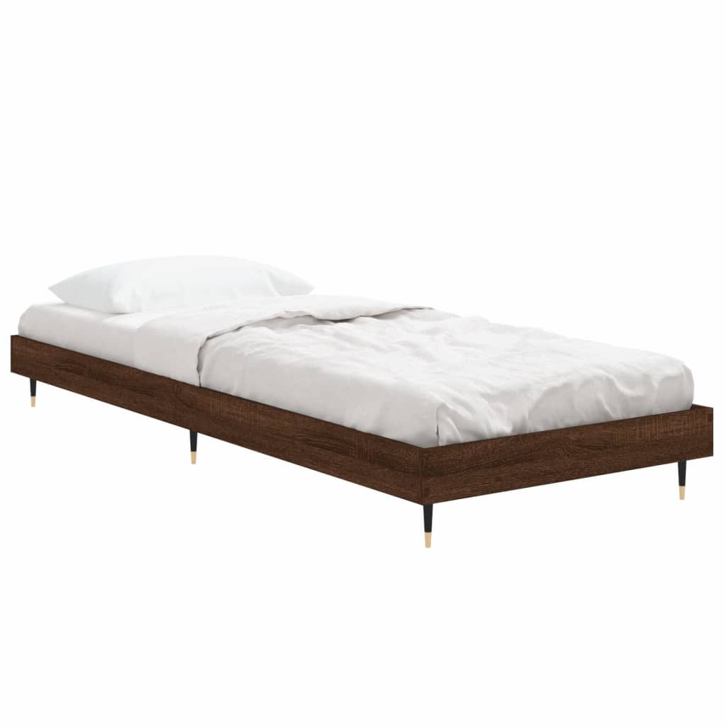 sengeramme 75x190 cm uden madras konstrueret træ brunt eg