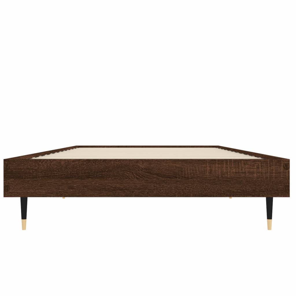 sengeramme 75x190 cm uden madras konstrueret træ brunt eg