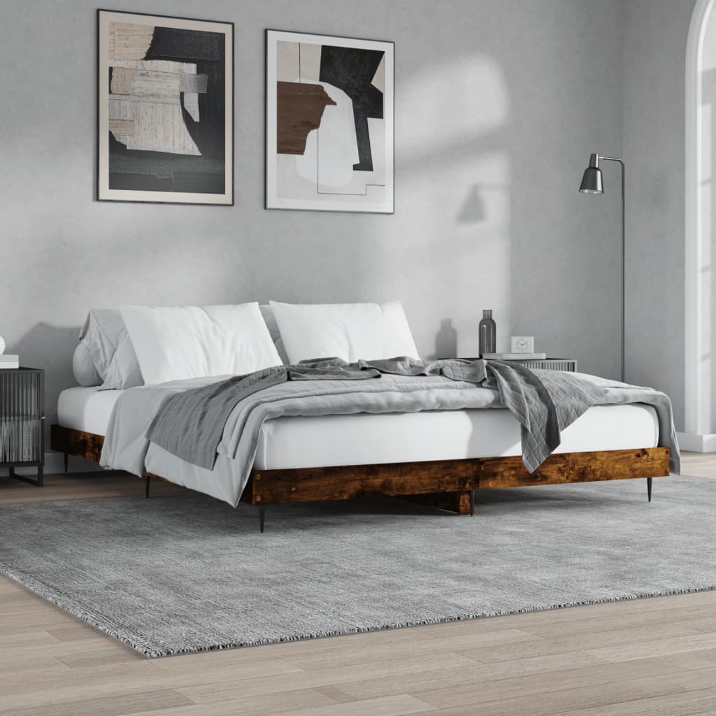 sengeramme uden madras 200x200 cm konstrueret træ røget eg