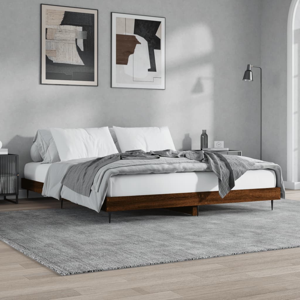 sengeramme uden madras 200x200 cm konstrueret træ brun eg