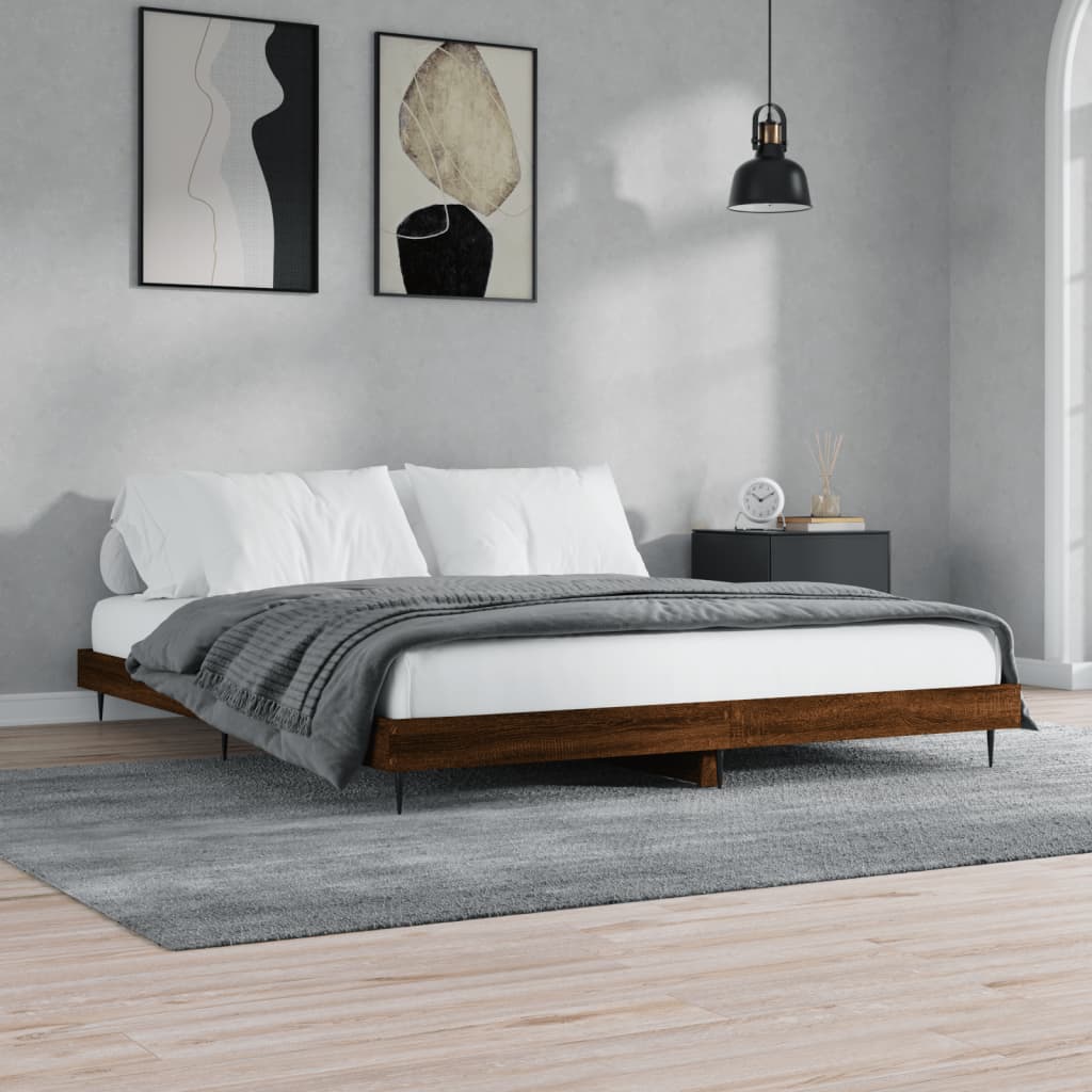 sengeramme uden madras 200x200 cm konstrueret træ brun eg