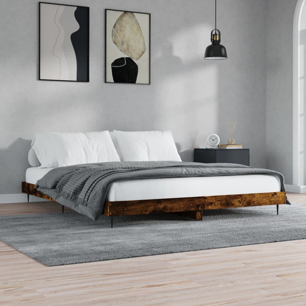 sengeramme 120x200 cm uden madras konstrueret træ røget eg