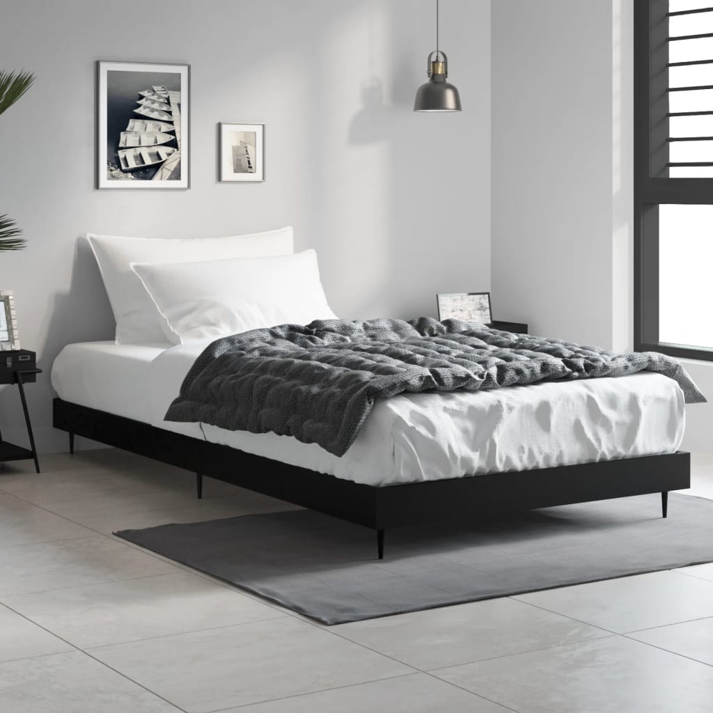 sengeramme 100x200 cm konstrueret træ sort