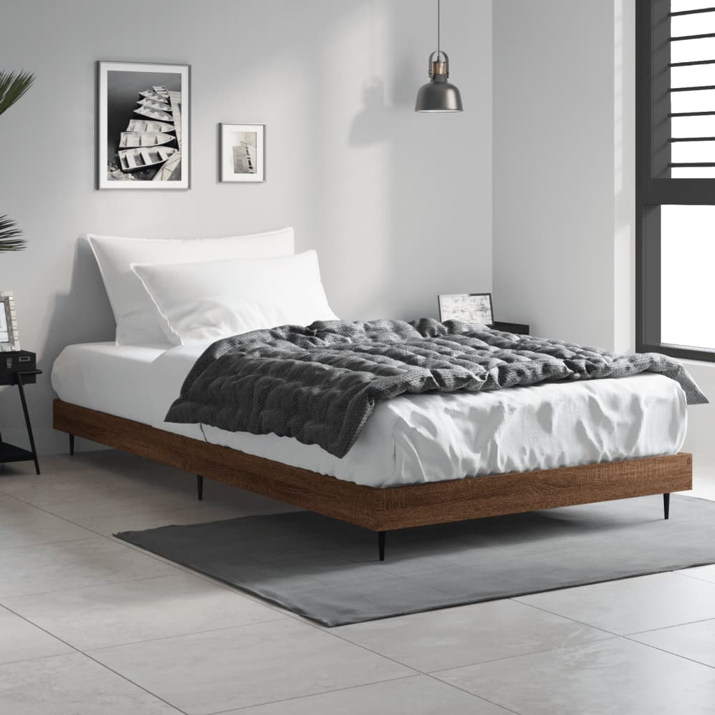 sengeramme 100x200 cm uden madras konstrueret træ brunt eg