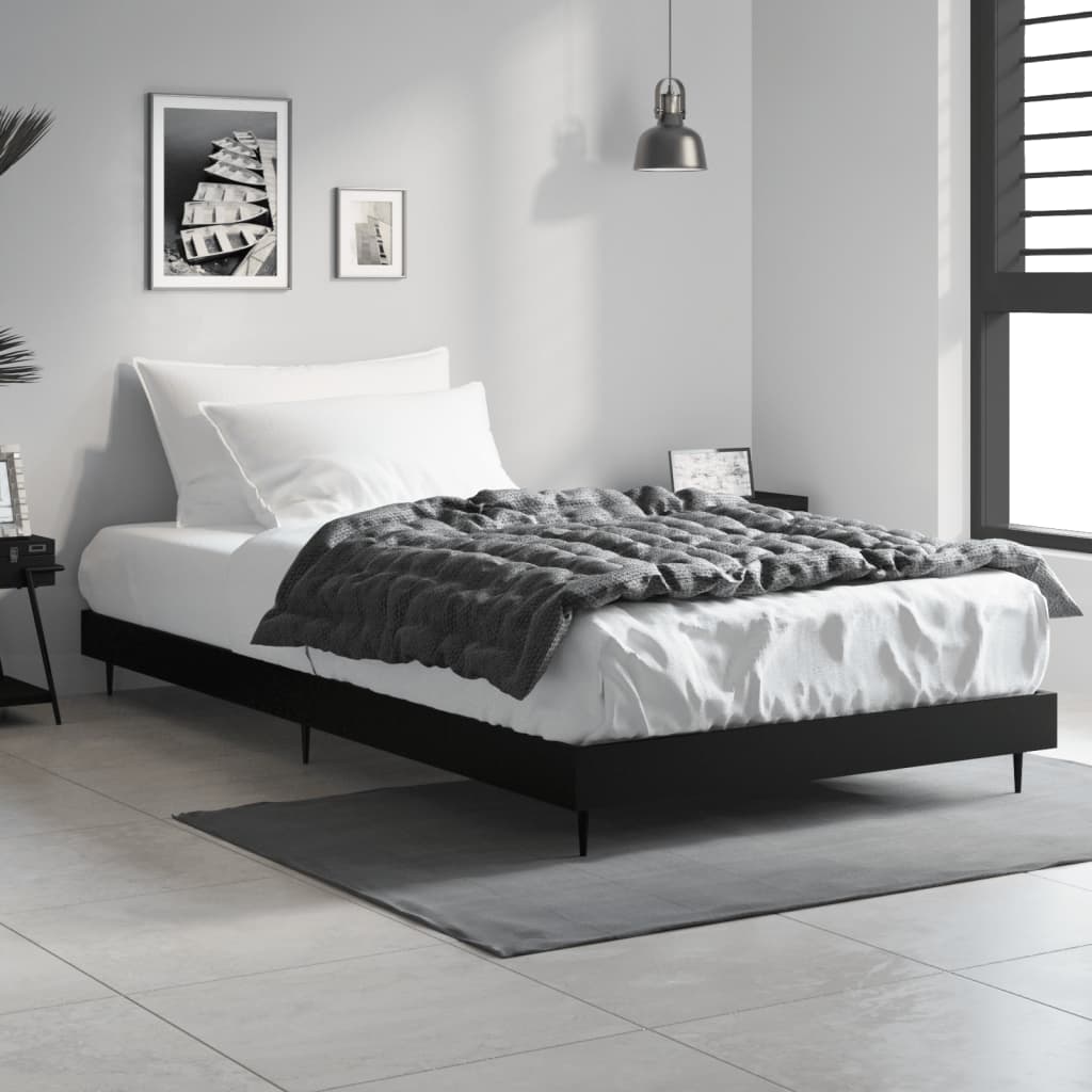 sengeramme 90x200 cm konstrueret træ sort
