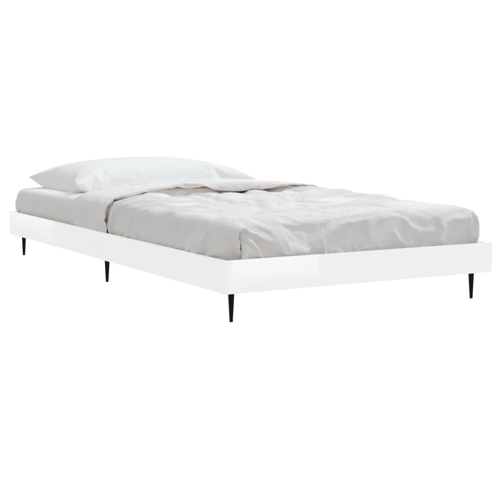 sengeramme 90x200 cm konstrueret træ hvid højglans