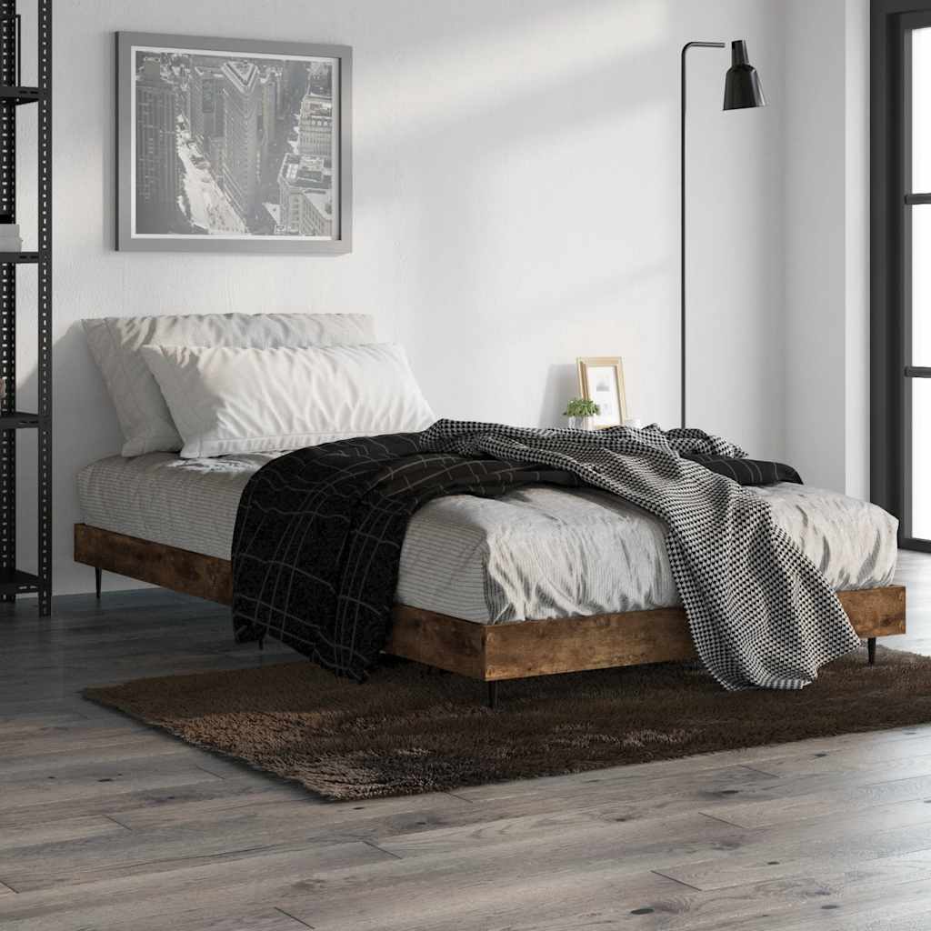 sengeramme 90x200 cm uden madras konstrueret træ røget eg