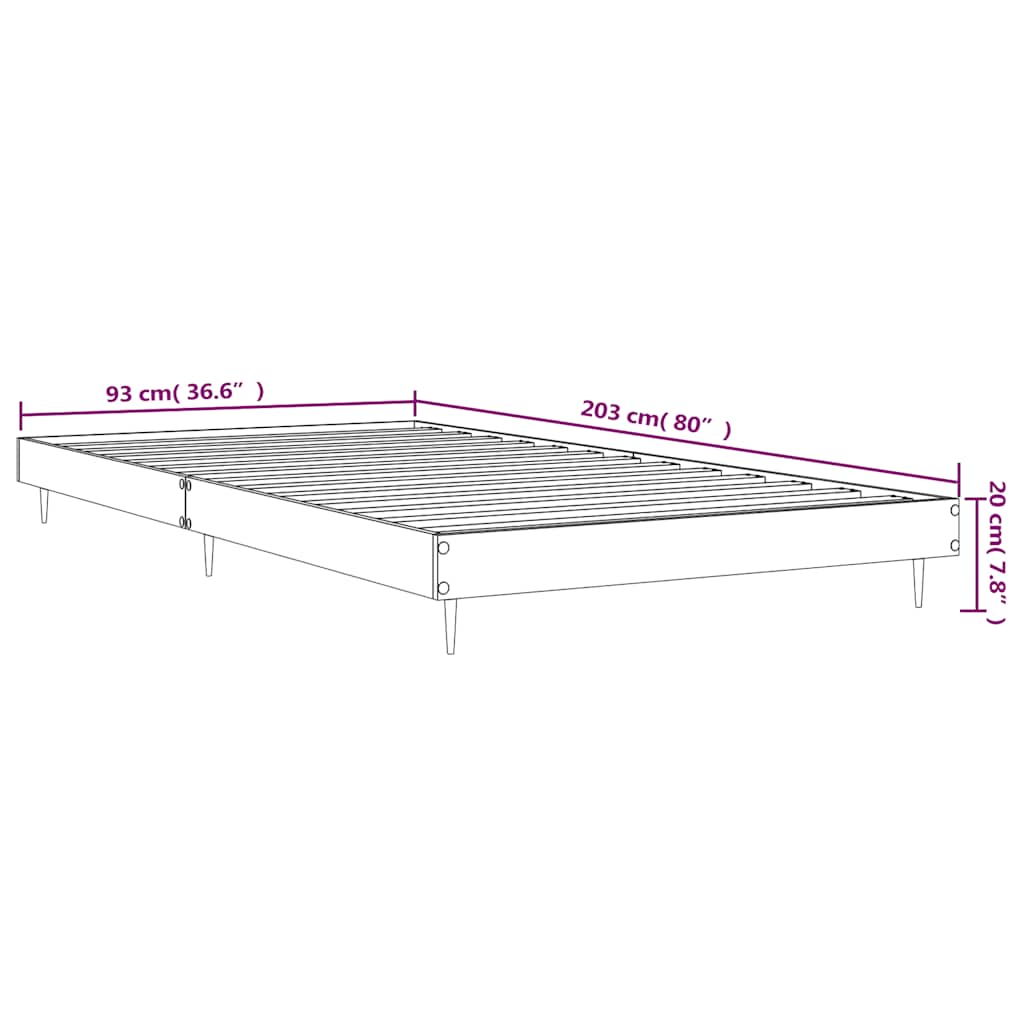 sengeramme 90x200 cm uden madras konstrueret træ røget eg