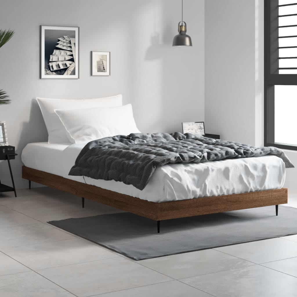sengeramme 90x200 cm uden madras konstrueret træ brunt eg