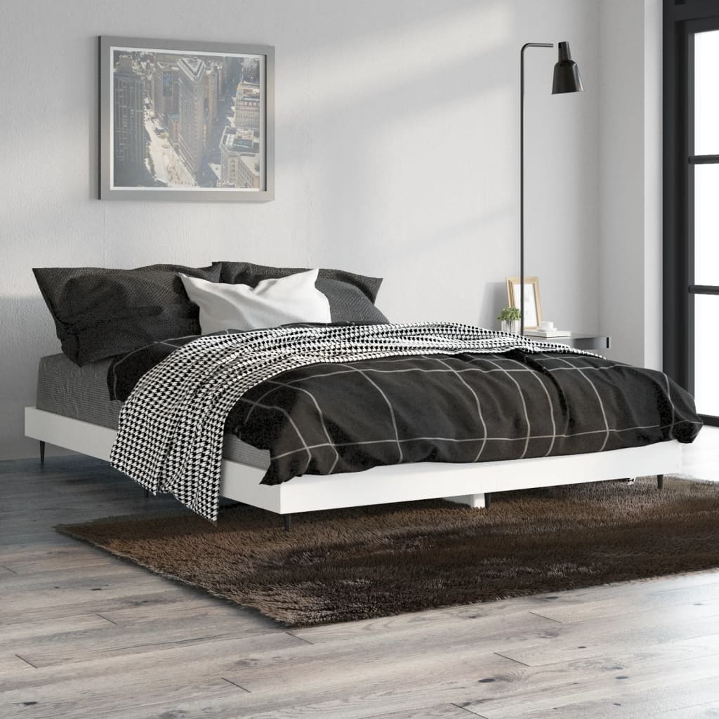 sengestel 140x190 cm konstrueret træ hvid