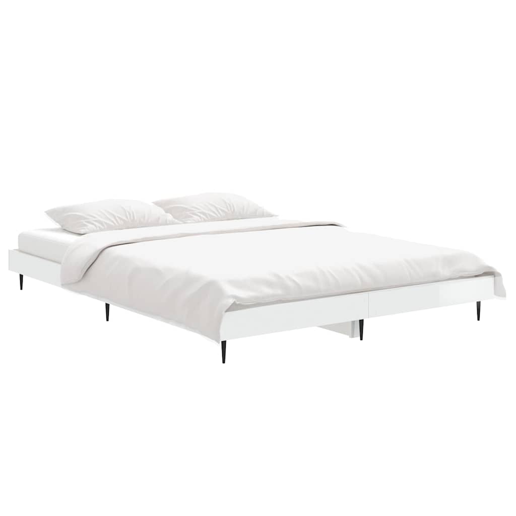 sengestel 140x190 cm konstrueret træ hvid højglans