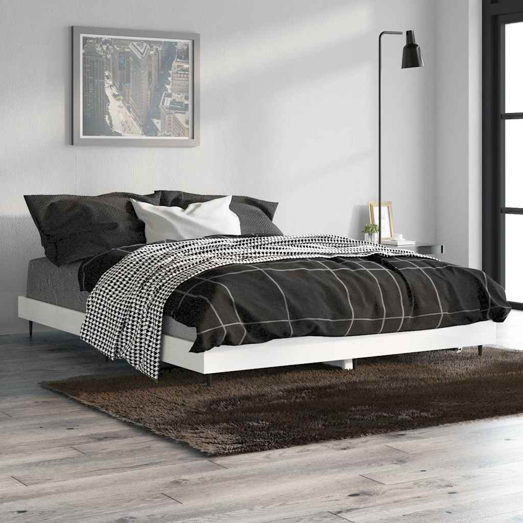 sengestel 140x190 cm konstrueret træ hvid højglans
