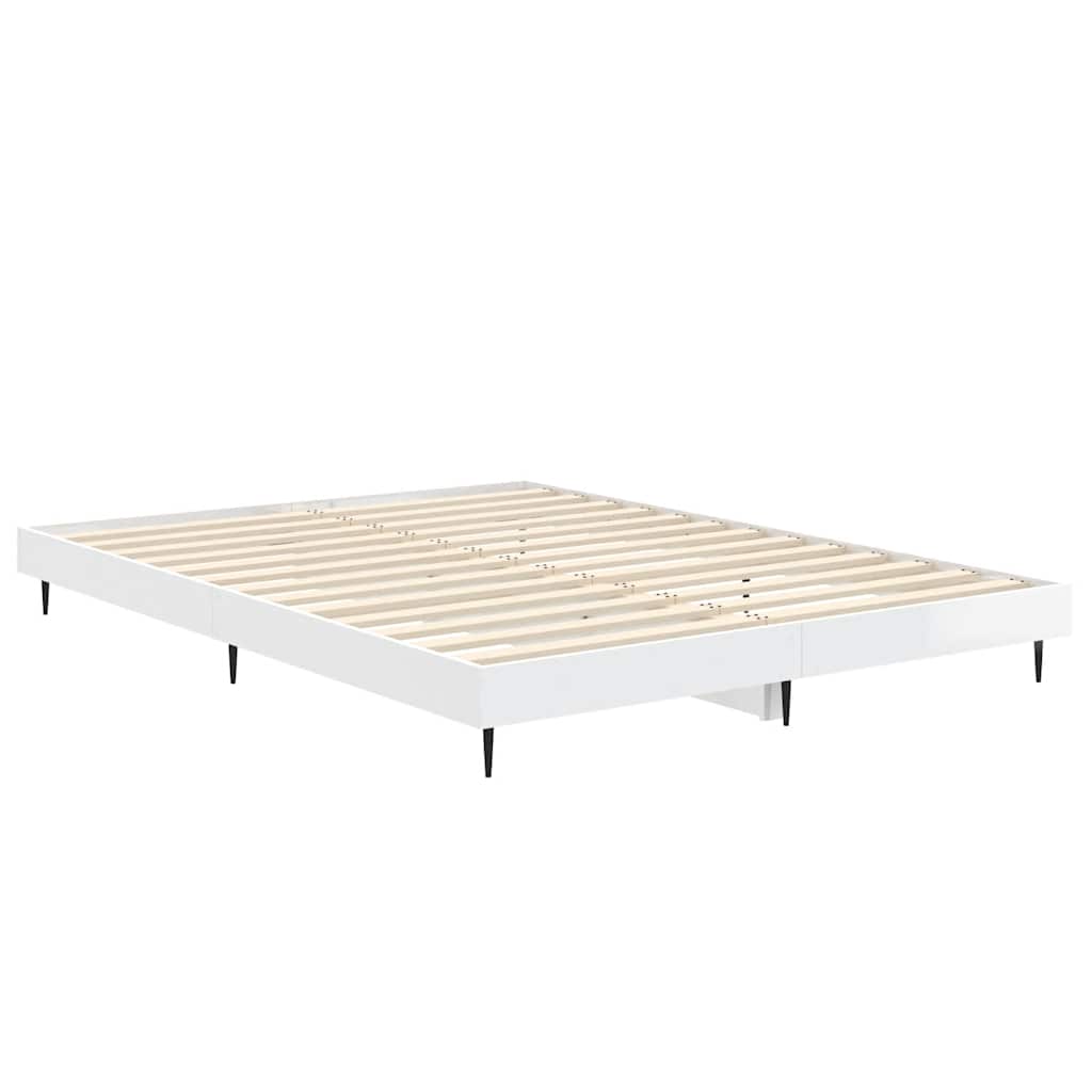 sengestel 140x190 cm konstrueret træ hvid højglans