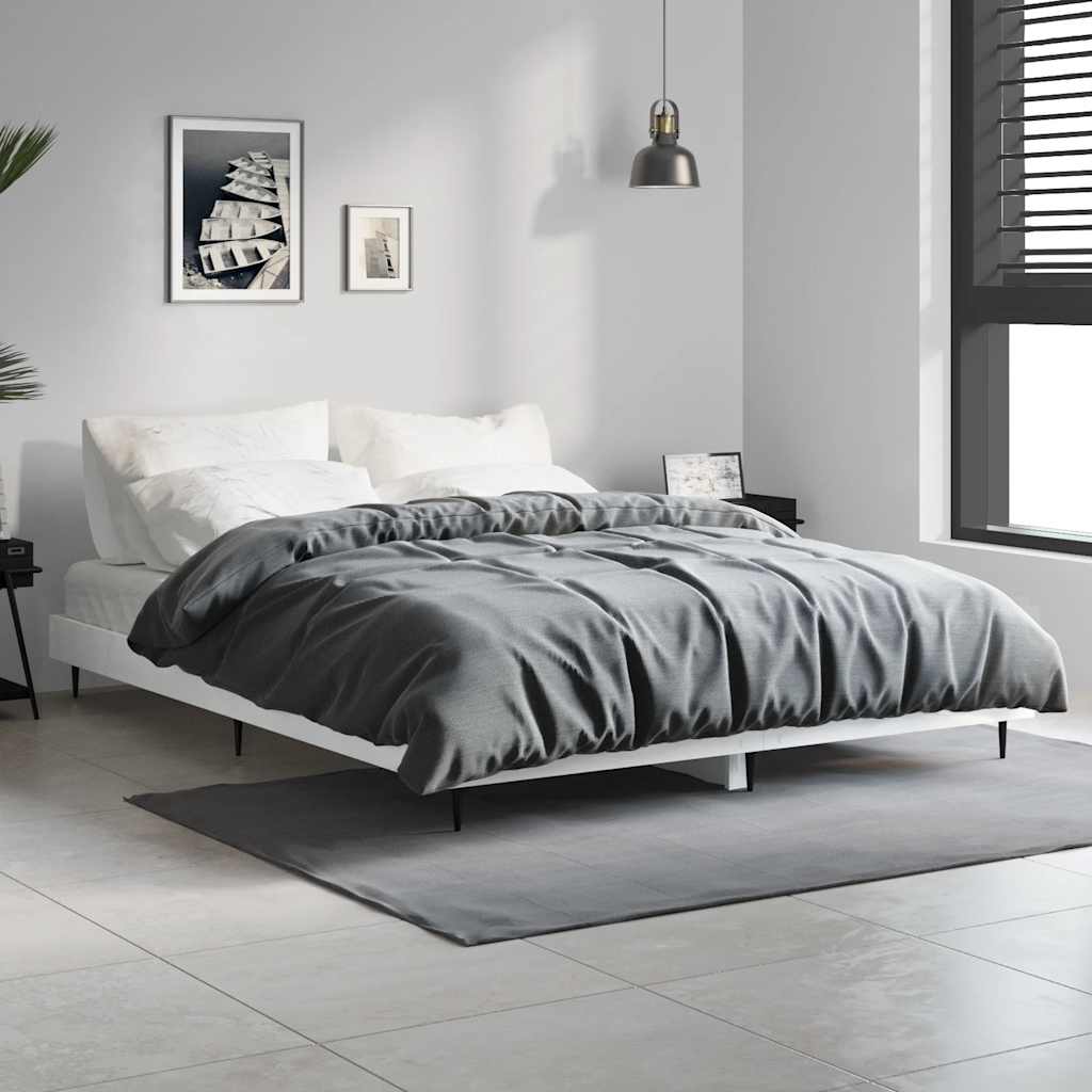 sengestel 140x190 cm konstrueret træ hvid højglans