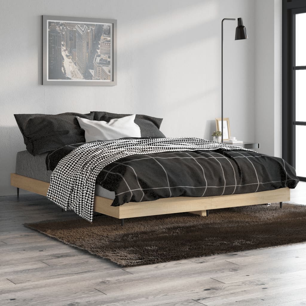 sengeramme 140x190 cm uden madras konstrueret træ sonoma-eg